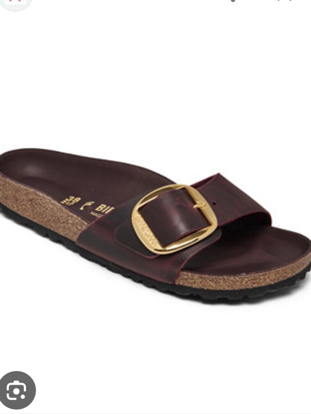 Birkenstock Madrid Big Buckle Sandal in Brown with Gold Buckle